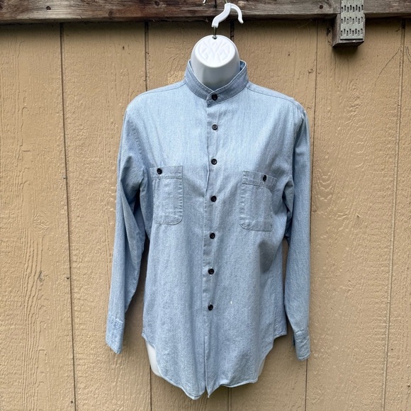 Vintage 70s Sears Women’s Cotton Long Sleeve Button-Up Embroidered Cranes S - Picture 2 of 9